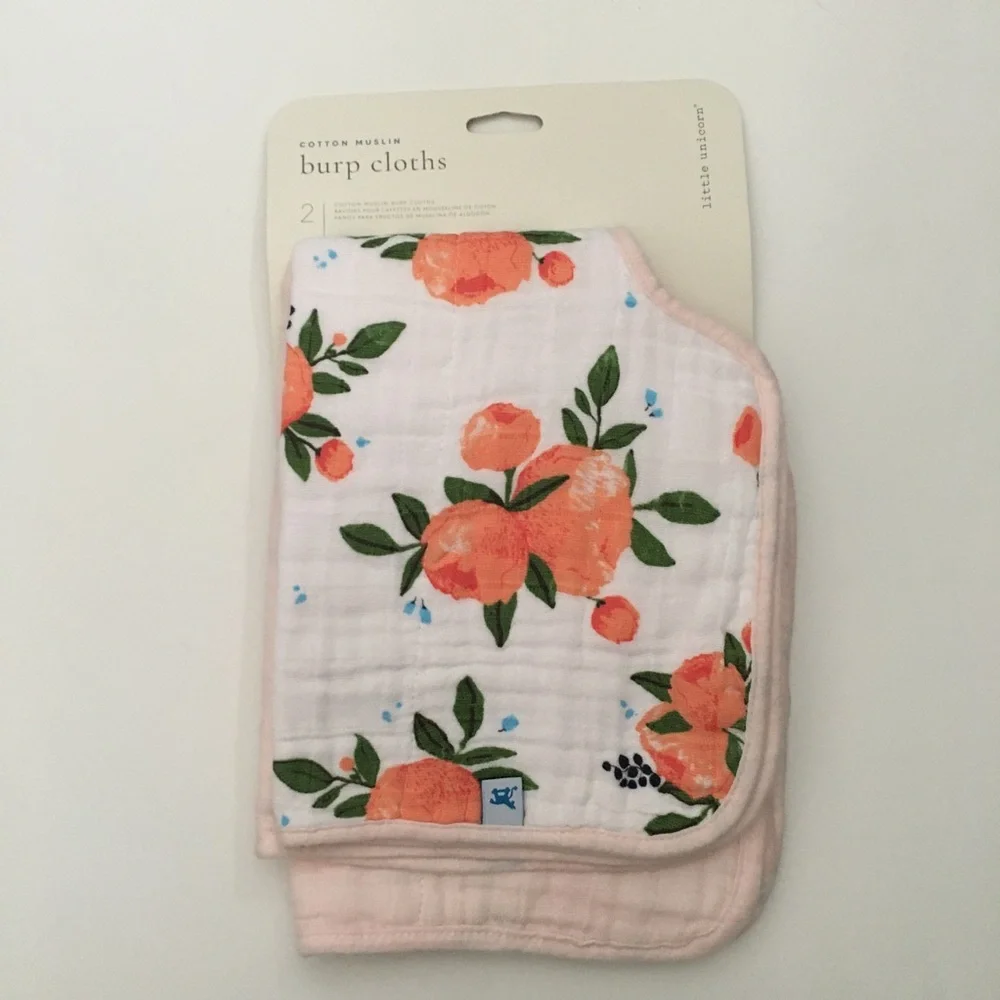Cotton Muslin 2 Burp Cloths Absorbent NEW | Little Unicorn